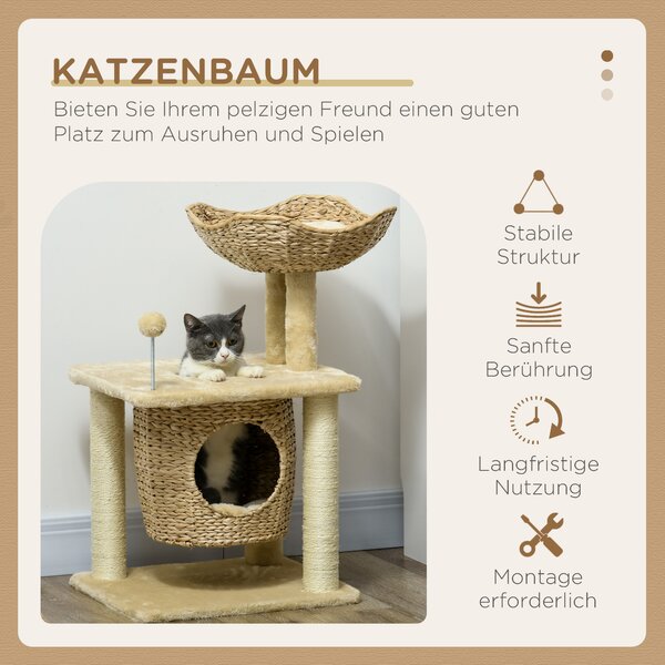 PAWHUT Kočičí strom škrabadlo z přírodních materiálů 74 cm