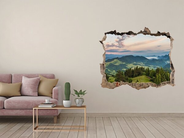 Díra 3D ve zdi nálepka Panorama Pieniny nd-k-114464112