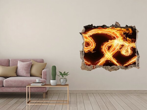 Díra 3D fototapeta nálepka Oheň srdce nd-k-11479384