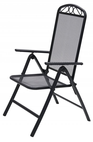Kovové křeslo polohovatelné GREY (černá)