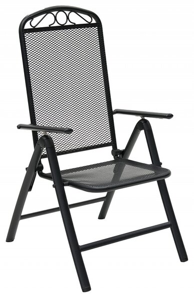 Kovové křeslo polohovatelné GREY (černá)