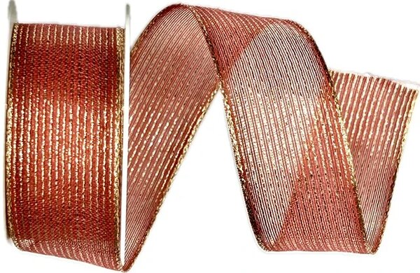 Organzová stuha ORGANDY LINES RED červená 25mm x 2m (13,-Kč/m)