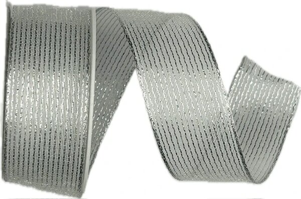 Organzová stuha ORGANDY LINES SILVER stříbrná 25mm x 2m (10,-Kč/m)