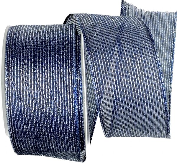 Stuha organzová ORGANDY LINES NAVY BLUE modrá 40mm x 2m (15,-Kč/m)