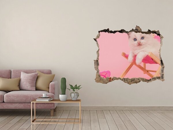 Díra 3D fototapeta nálepka Koška na lehátku nd-k-116809359