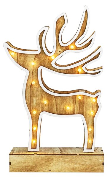 ACA Lighting LED vánoční dekorační dřevěný sob 33 cm, teplá bílá, 16 LED, 2x baterie AAA, IP20