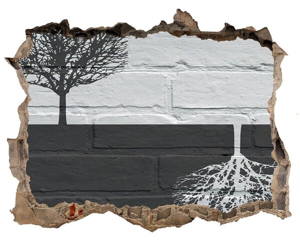Díra 3D fototapeta nástěnná Stromy na zdi nd-k-117821406