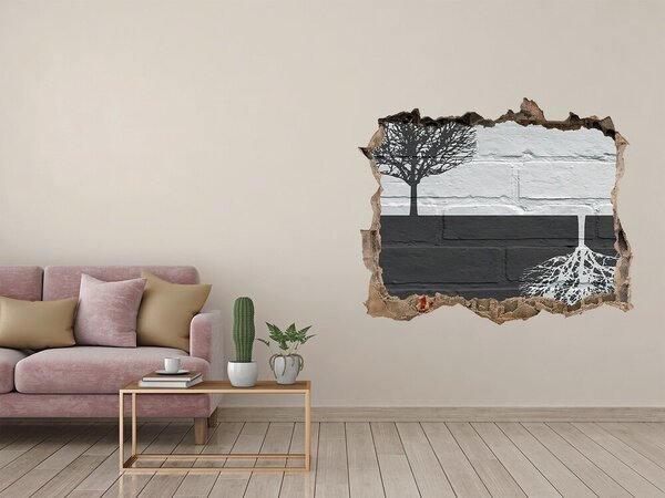Díra 3D fototapeta nástěnná Stromy na zdi nd-k-117821406