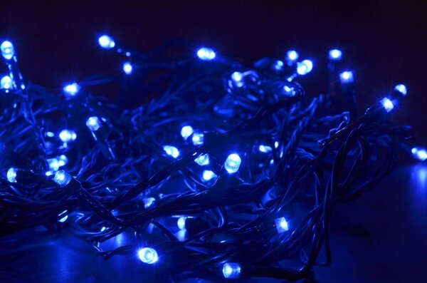 ACA DECOR LED vánoční světelný řetez, 1,5x10m, modrá barva, IP44, 100 LED