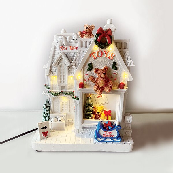 ACA Lighting LED vánoční domeček - teplá bílá, 3xAA, 22 cm, IP20, 6 LED, bílá barva