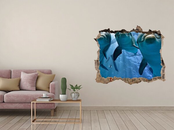 Díra 3D fototapeta na stěnu Tři delfíni nd-k-119968160