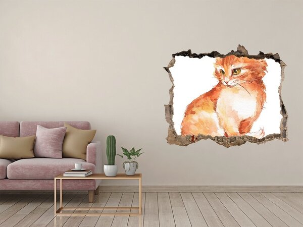 Díra 3D fototapeta nálepka Červená kočka nd-k-120895228