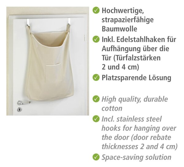 Béžový závěsný koš na prádlo Wenko Door Laundry, 65 l