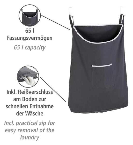 Šedý závěsný koš na prádlo Wenko Door Laundry, 65 l