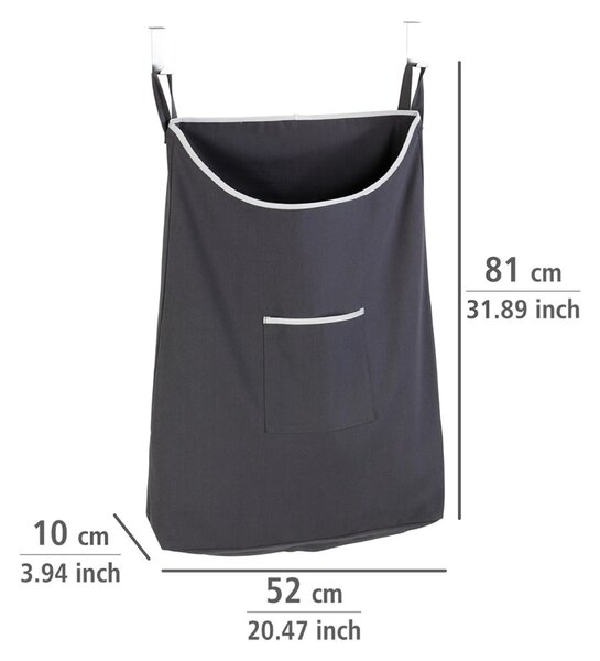 Šedý závěsný koš na prádlo Wenko Door Laundry, 65 l