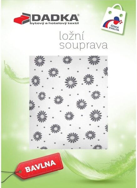 Povlečení bavlna Anežka tmavě šedá na bílém 140x200, 70x90 cm