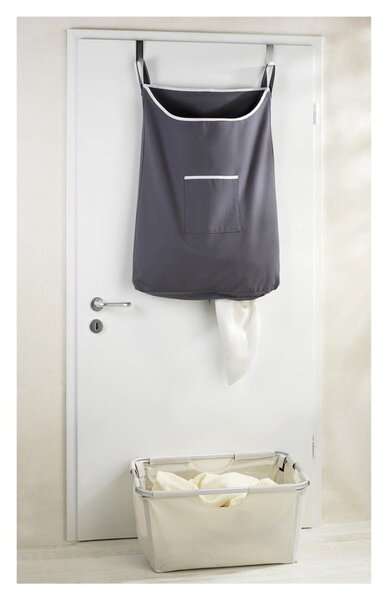 Šedý závěsný koš na prádlo Wenko Door Laundry, 65 l