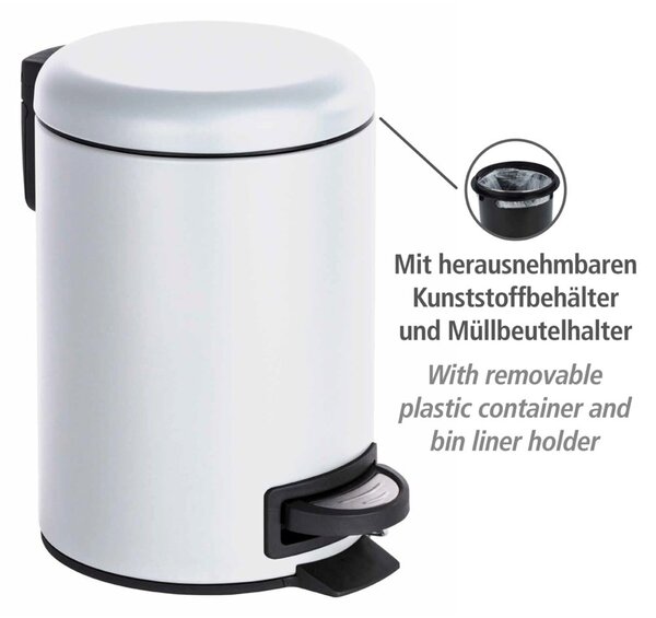 Bílý odpadkový koš Wenko Leman, 3 l