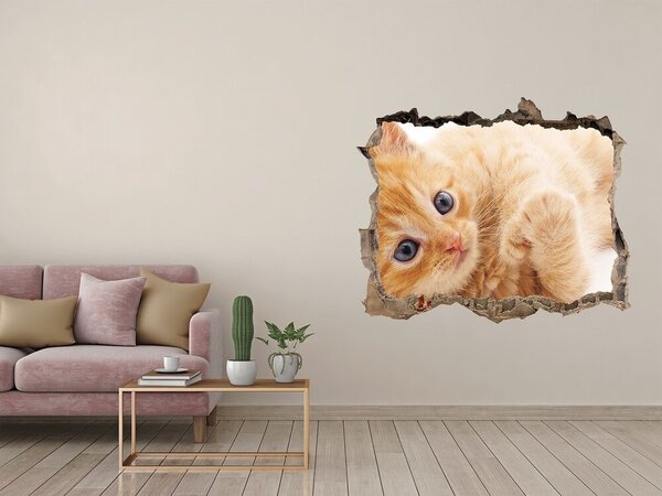 Díra 3D fototapeta nálepka Červená kočka nd-k-126034635