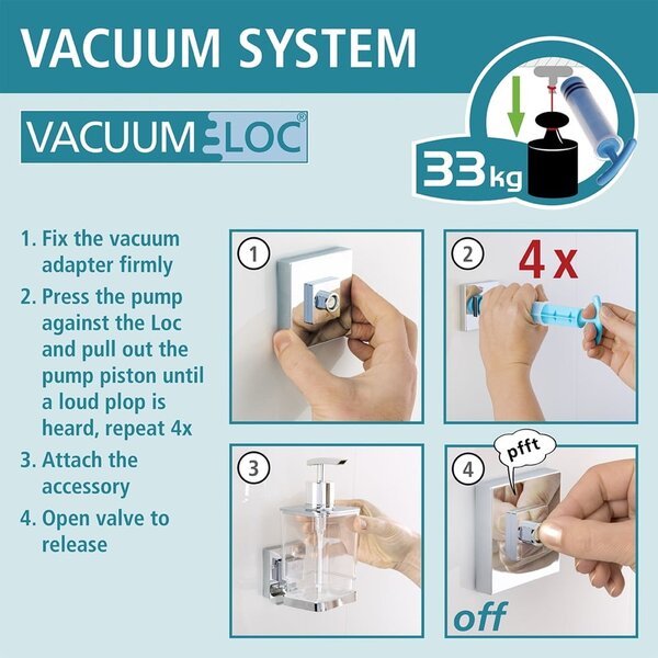 Samodržící držák na toaletní kartáč Wenko Vacuum-Loc, nosnost až 33 kg