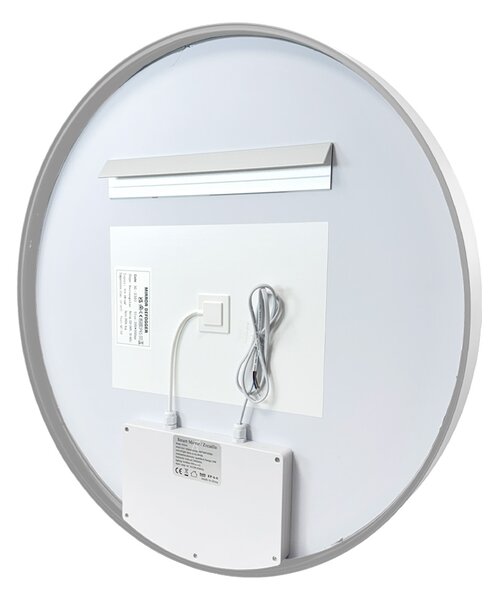Mereo Mereo, kulaté LED zrcadlo, průměr 60 cm, LED osvětlení, rám z broušené oceli, MER-CN164S