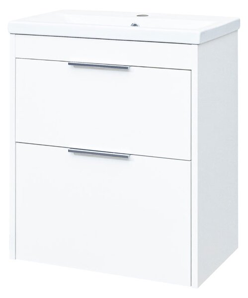 Mereo Mereo, Vigo, koupelnová skříňka s keramickým umyvadlem, 61 cm, bílá, dub, CN311