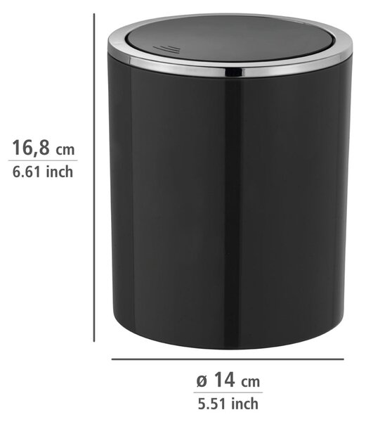 Černý odpadkový koš Wenko Inca, 2 l