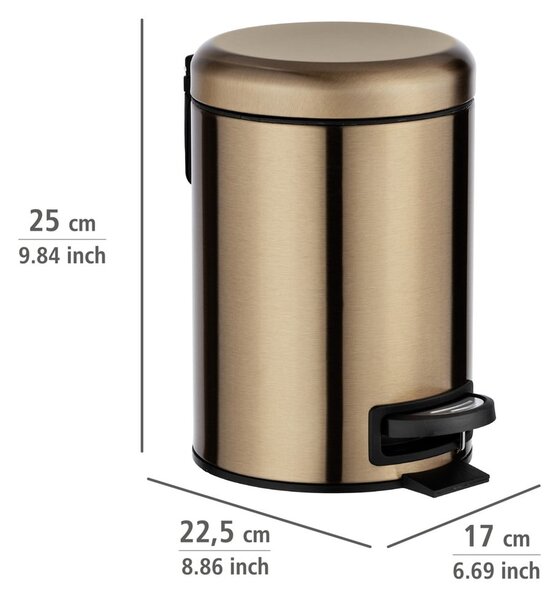 Pedálový odpadkový koš v měděné barvě Wenko Leman, 3 l