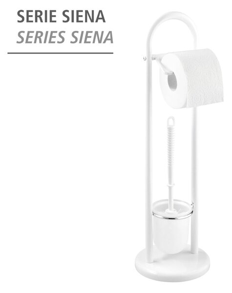 Bílý toaletní kartáč s držákem na toaletní papír Wenko Siena