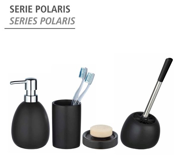 Černý keramický toaletní kartáč Wenko Polaris