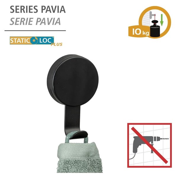 Sada 2 černých háčků na ručník Wenko Pavia