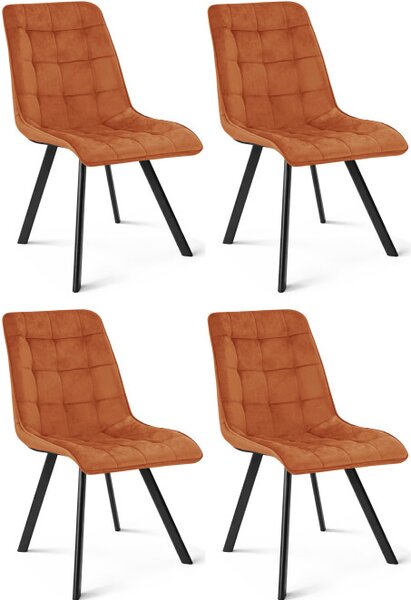 Set čtyř jídelních židlí CIEZA sametové, měděné / černé nohy (4 ks)