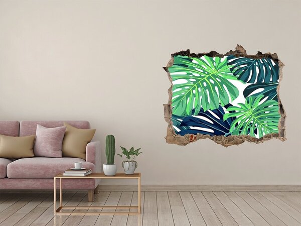 Nálepka 3D díra na zeď Tropické listí nd-k-139916895