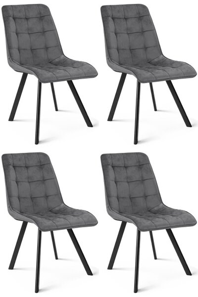 Set čtyř jídelních židlí CIEZA sametové, tmavě šedé / černé nohy (4 ks)