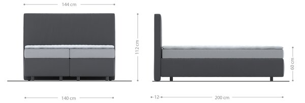 DELIFE Boxspring postel Dream-Well 140x200 cm bouclé krémovo-bílá s matrací a topperem