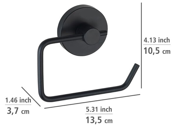Černý držák na toaletní papír Wenko Vacuum-Loc® Milazzo
