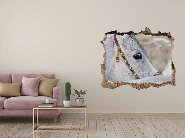Díra 3D fototapeta nálepka Bílý arabský kůň nd-k-143185113