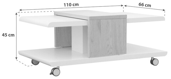 KONFERENČNÍ STOLEK, bílá, divoký dub, kompozitní dřevo, 110/66/45 cm MID.YOU - Konferenční stolky, Online Only