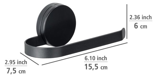 Černý držák na toaletní papír Wenko Static-Loc® Pavia