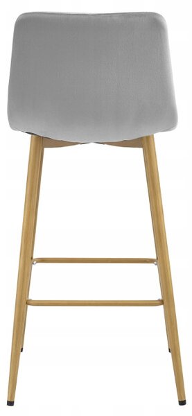 Set dvou barových židlí POZZA sametové, světle šedé / hnědé nohy (2 ks)