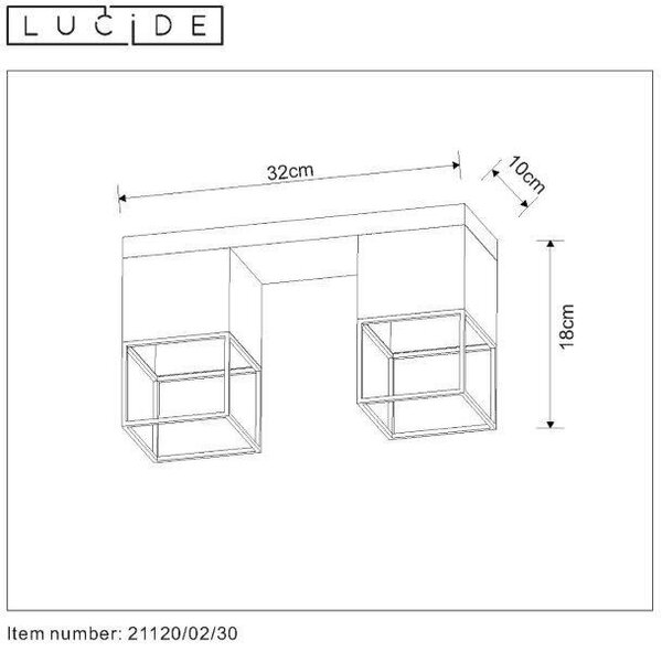 Lucide 21120/02/30 přisazené stropní svítidlo Rixt 2x40W | E27