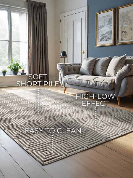 ELLE Decoration, Kusový koberec Perles 106185 White Grey z kolekce Elle, 120x170, šedá, ložnice