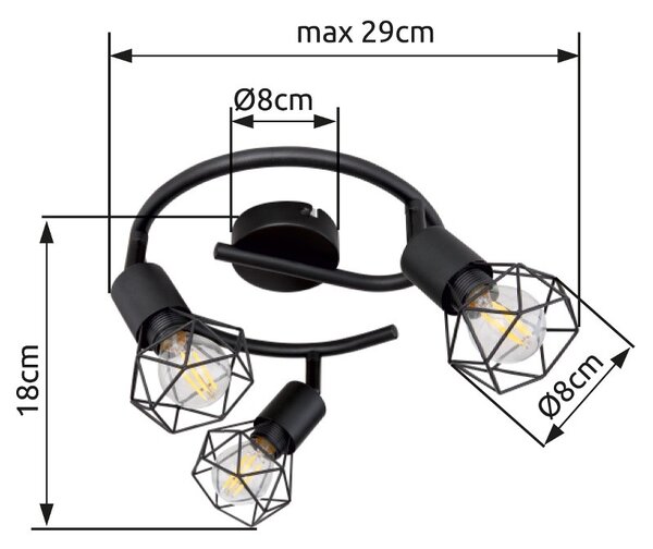 Globo 54802S-3 přisazené stropní svítidlo Xara 3x40W | E14 - černá
