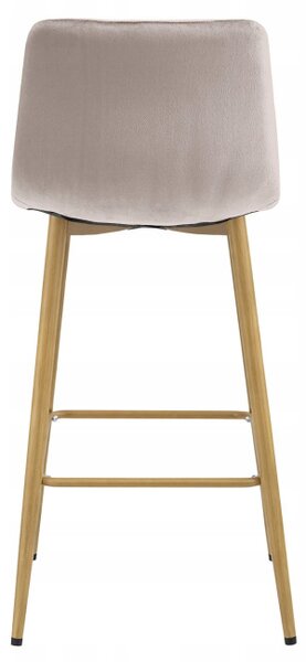 Set dvou barových židlí POZZA sametové, tmavě béžové / hnědé nohy (2 ks)
