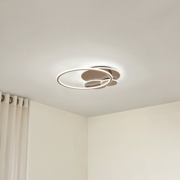 Stropní Lampa Lucande, Circulo, stmívatelné, Hnědá / Rezavá, Obývací pokoj, Kov, Moderní