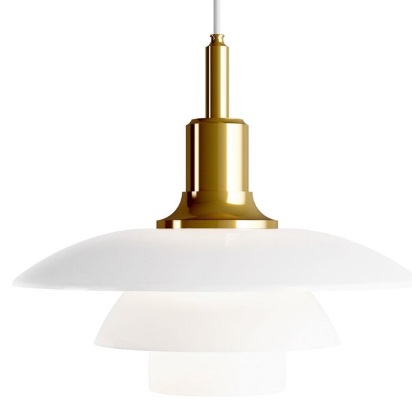 Závěsná svítidlo Louis Poulsen, PH 3/2, stmívatelné, Zlatá / mosazná, Obývací pokoj, Sklo, Design