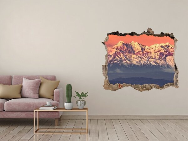 Díra 3D ve zdi nálepka Východ slunce Tatry nd-k-158378613