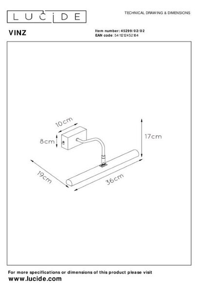 Lucide L452990202 nástěnné svítidlo VINZ G9