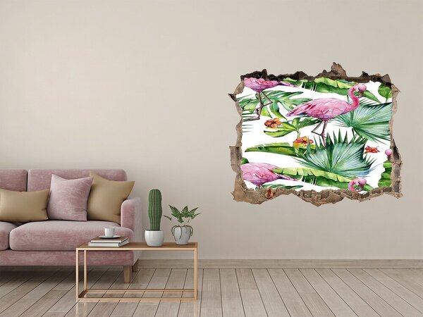 Díra 3D fototapeta nálepka Plameňáci rostliny nd-k-154753401