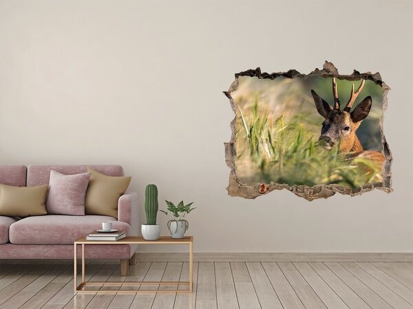 Díra 3D fototapeta na stěnu Jelen na poli nd-k-159154128